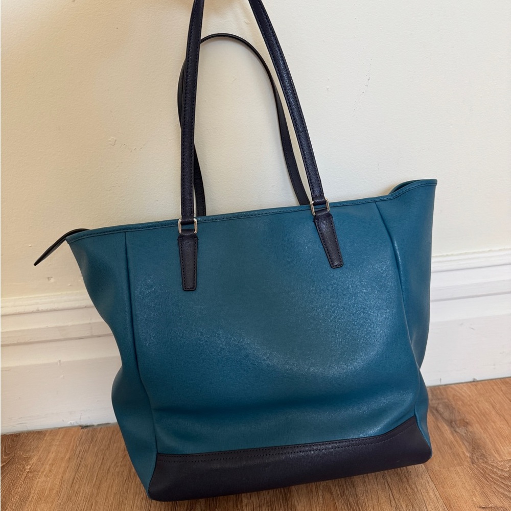 Coach Saffiano Leather City Tote Blue Colorblock - Picture 5 of 6